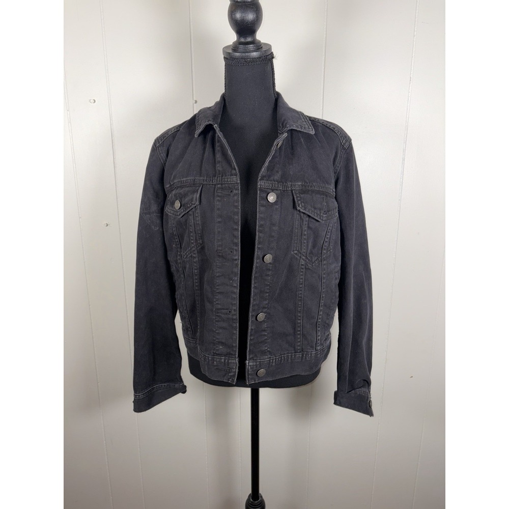 Women's Small American Eagle Black/Grey Denim‎ Jacket 100% Cotton - Picture 1 of 8